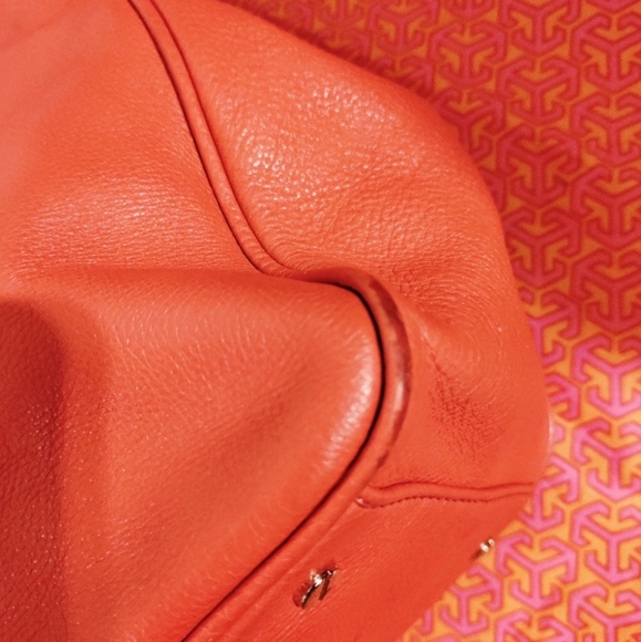 Tory Burch Amanda Orange Leather Logo Satchel Shoulder Bag –With Matching Mirror - Picture 8 of 14